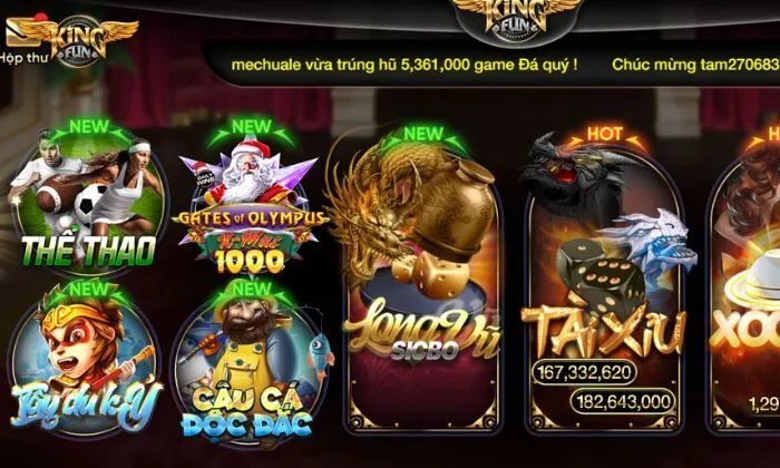 Hot! Khuyến mãi Vipcode tài xỉu 200k - 50 triệu mỗi ngày Kingfun 6 Cổng game Kingfun xanh chín, luôn thu hút đông đảo người chơi